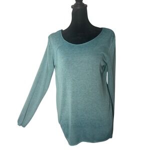 Womens Ombre Green Italian Knit Top Long Sleeve Size S Layering Casual